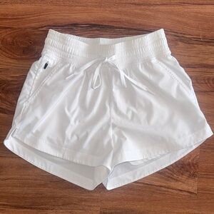 YPB by Abercrombie & Fitch White Athletic Drawstring Shorts with Elastic Waist